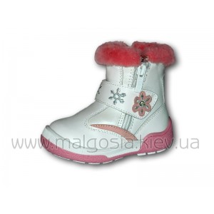 Белые ботиночки с розовой опушкой (р.22-27) ds-2227Wp-01